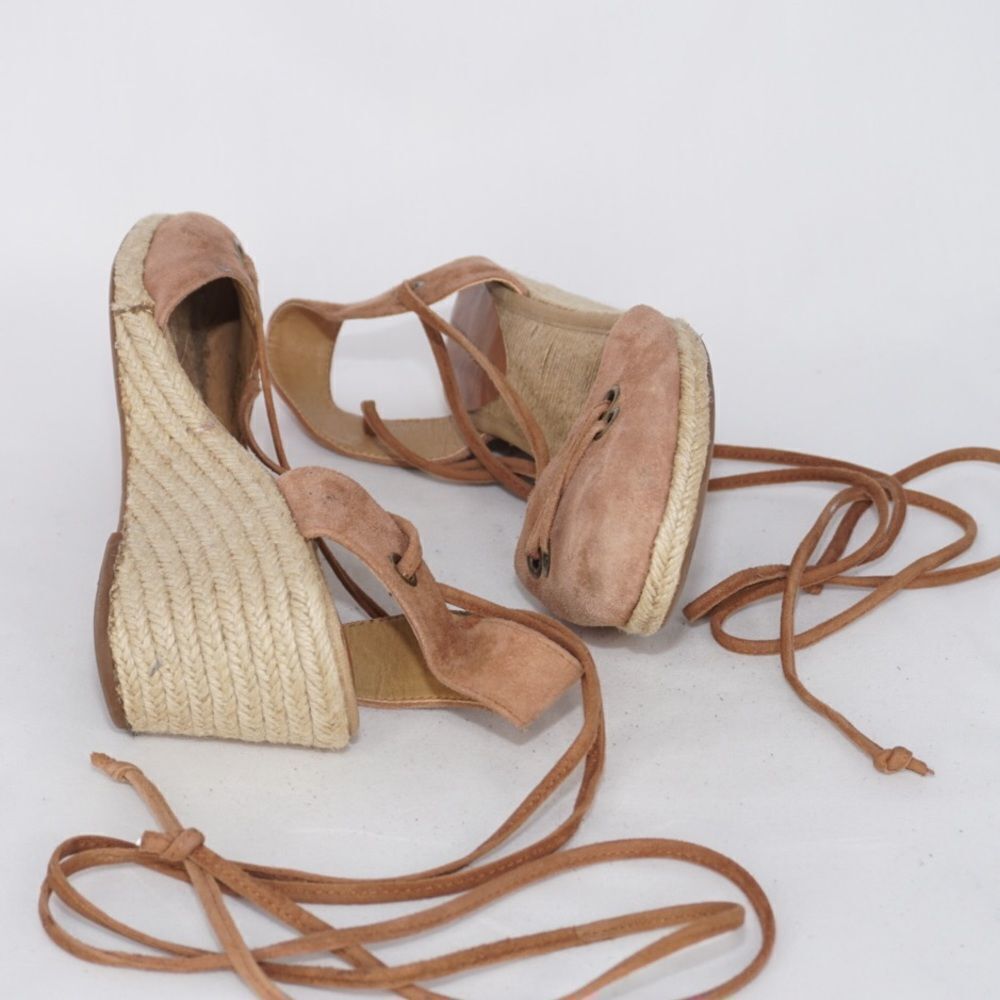 Lucky BrandĀ Keller Suede Espadrille Lace-Up Wedges, Sizeā7 - Picture 8 of 11